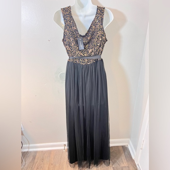 Candalite Black and Gold Sequin Fit and flare formal XL NEW Women's Dress - Picture 10 of 12